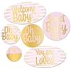 Foil Welcome Baby Cutouts (Pack of 72) Foil Welcome Baby Cutouts, welcome baby, boy, baby shower, decoration, wholesale, inexpensive, bulk