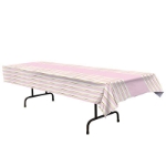 Striped Tablecover (Pack of 12) Striped Tablecover, striped, gold, white, pink, baby shower, girl, decoration, wholesale, inexpensive, bulk