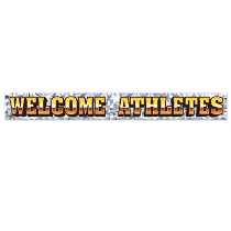 Metallic Welcome Athletes Fringe Banner (Pack of 12) Metallic Welcome Athletes Fringe Banner, sports, athletes, banner, decoration, wholesale, inexpensive, bulk