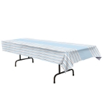 Striped Tablecover (Pack of 12) Striped Tablecover, striped, silver, white, blue, baby shower, boy, decoration, wholesale, inexpensive, bulk