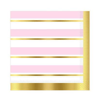 Striped Luncheon Napkins (Pack of 192) Striped Luncheon Napkins, napkins, gold, pink, white, baby shower, girl, wholesale, inexpensive, bulk