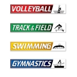 Summer Sports Street Sign Cutouts (Pack of 48) Summer Sports Street Sign Cutouts, summer, sports, swimming, weightlifting, volleyball, boxing, track and field, fencing, gymnastics, diving, wholesale, inexpensive, bulk