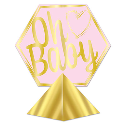 3-D Foil Oh Baby Centerpiece (Pack of 12) 3-D Foil Oh Baby Centerpiece, oh baby, centerpiece, decoration, baby shower, pink, girl, wholesale, inexpensive, bulk