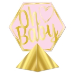 3-D Foil Oh Baby Centerpiece (Pack of 12) 3-D Foil Oh Baby Centerpiece, oh baby, centerpiece, decoration, baby shower, pink, girl, wholesale, inexpensive, bulk