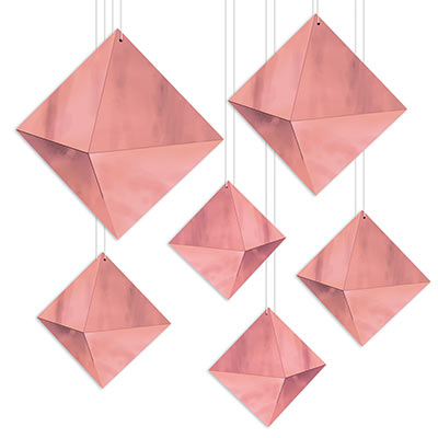 3-D Foil Diamonds (Pack of 72) 3-D Foil Diamonds, rose gold, decoration, diamond, prom, New Years Eve, bachelorette, wholesale, inexpensive, bulk