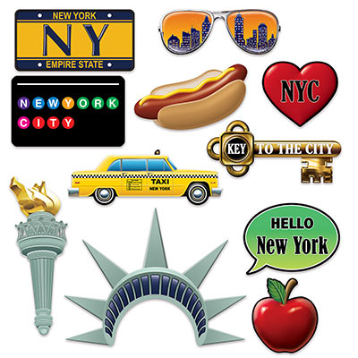 New York City Photo Fun Signs (Pack of 132) New York City Photo Fun Signs, around the world, party favor, new york city, new years eve, wholesale, inexpensive, bulk