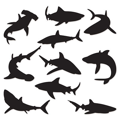 Shark Silhouettes (Pack of 120) Shark Silhouettes, shark, decoration, under the sea, wholesale, inexpensive, bulk