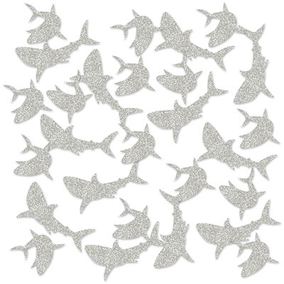 Shark Deluxe Sparkle Confetti (Pack of 12) Shark Deluxe Sparkle Confetti, shark, confetti, decoration, under the sea, wholesale, inexpensive, bulk
