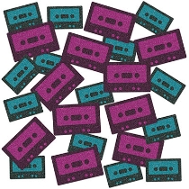 Cassette Tape Deluxe Sparkle Confetti (Pack of 12) Cassette Tape Deluxe Sparkle Confetti, cassette tape, confetti, decoration, 80's, 90's, new year's eve, wholesale, inexpensive, bulk