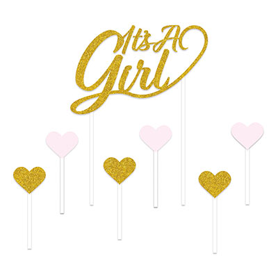Its A Girl Cake Topper (Pack of 12) Its A Girl Cake Topper, its a girl, cake topper, pink, decoration, baby shower, girl, wholesale, inexpensive, bulk