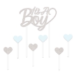 It's A Boy Cake Topper (Pack of 12) It's A Boy Cake Topper, cake topper, topper, decoration, baby shower, it's a boy, boy, wholesale, inexpensive, bulk