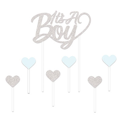 It's A Boy Cake Topper (Pack of 12) It's A Boy Cake Topper, cake topper, topper, decoration, baby shower, it's a boy, boy, wholesale, inexpensive, bulk