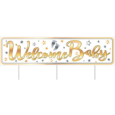 Plastic Jumbo Welcome Baby Yard Sign (Pack of 6) Plastic Jumbo Welcome Baby Yard Sign, welcome baby, yard sign, decoration, baby shower, wholesale, inexpensive, bulk