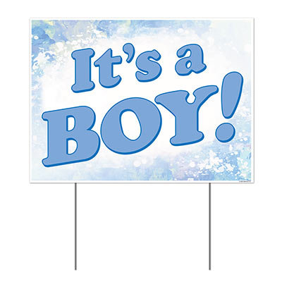 Plastic Its A Boy! Yard Sign (Pack of 6) Plastic Its A Boy! Yard Sign, its a boy, yard sign, decoration, baby shower, wholesale, inexpensive, bulk
