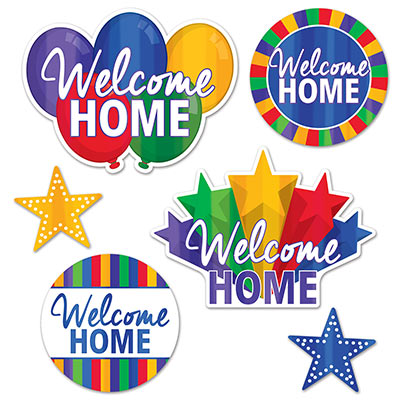 Foil Welcome Home Cutouts (Pack of 72) Foil Welcome Home Cutouts, welcome home, cutouts, decoration, wholesale, inexpensive, bulk