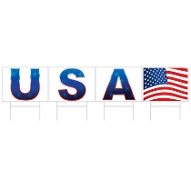 Plastic USA Yard Sign (Pack of 6) Plastic USA Yard Sign, USA, yard sign, patriotic, july 4th, decoration, wholesale, inexpensive, bulk