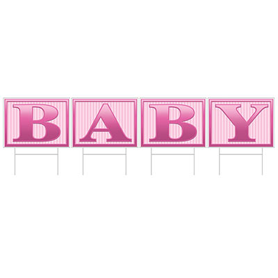 Plastic Baby Yard Sign (Pack of 6) Plastic Baby Yard Sign, baby, yard sign, decoration, baby shower, its a girl, girl, wholesale, inexpensive, bulk
