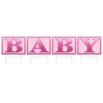 Plastic Baby Yard Sign (Pack of 6) Plastic Baby Yard Sign, baby, yard sign, decoration, baby shower, it's a girl, girl, wholesale, inexpensive, bulk
