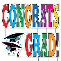 Plastic Jumbo Congrats Grad! Yard Sign Set (Pack of 4) Plastic Jumbo Congrats Grad! Yard Sign Set, congrats grad, yard sign, decoration, graduation, wholesale, inexpensive, bulk