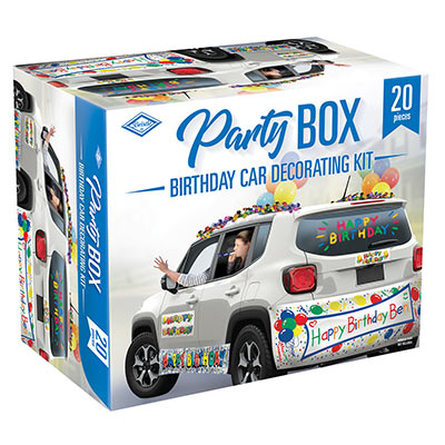 Birthday Car Party Box (Pack of 6) Birthday Car Party Box, birthday, car, party box, balloons, banner, noisemaker, wholesale, inexpensive, bulk