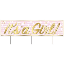 Plastic Jumbo It's A Girl! Yard Sign (Pack of 6) Plastic Jumbo It's A Girl! Yard Sign, it's a girl, baby shower,  yard sign, decoration, wholesale, inexpensive, bulk
