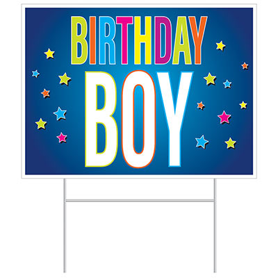 Plastic Birthday Boy Yard Sign (Pack of 6) Plastic Birthday Boy Yard Sign, birthday boy, birthday, boy, yard sign, decoration, wholesale, inexpensive, bulk
