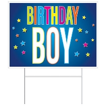 Plastic Birthday Boy Yard Sign (Pack of 6) Plastic Birthday Boy Yard Sign, birthday boy, birthday, boy, yard sign, decoration, wholesale, inexpensive, bulk