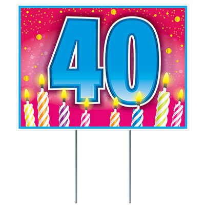Plastic "40" Birthday Yard Sign (Pack of 6) Plastic "40" Birthday Yard Sign, 40, yard sign, birthday, decoration, wholesale, inexpensive, bulk
