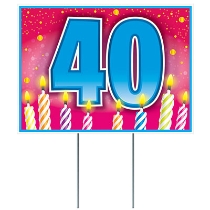 Plastic "40" Birthday Yard Sign (Pack of 6) Plastic "40" Birthday Yard Sign, 40, yard sign, birthday, decoration, wholesale, inexpensive, bulk