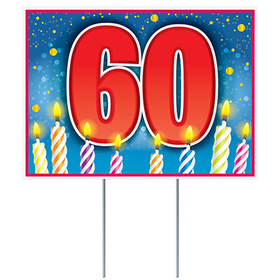Plastic "60" Birthday Yard Sign (Pack of 6) Plastic "60" Birthday Yard Sign, 60, birthday, yard sign, decoration, wholesale, inexpensive, bulk