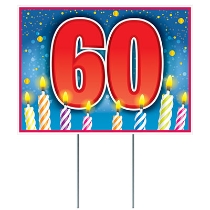 Plastic "60" Birthday Yard Sign (Pack of 6) Plastic "60" Birthday Yard Sign, 60, birthday, yard sign, decoration, wholesale, inexpensive, bulk