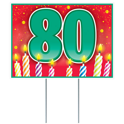 Plastic "80" Birthday Yard Sign (Pk of 6) Plastic "80" Birthday Yard Sign, yard sign, birthday, 80, decoration, wholesale, inexpensive, bulk