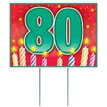Plastic "80" Birthday Yard Sign (Pk of 6) Plastic "80" Birthday Yard Sign, yard sign, birthday, 80, decoration, wholesale, inexpensive, bulk