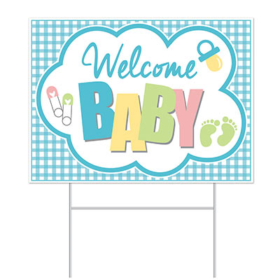 Plastic Welcome Baby Yard Sign (Pack of 6) Plastic Welcome Baby Yard Sign, welcome baby, yard sign, decoration, baby shower, wholesale, inexpensive, bulk