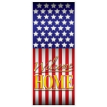 The Welcome Home Door Cover is printed with a stars and stripes look that states "Welcome Home".