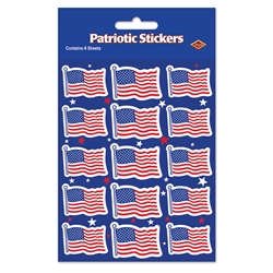 U S Flag Stickers (Pack of 12) Patriotic, flag, american, US, red, white, blue, stickers, july 4th