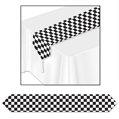 Black and white checkered table runner.