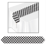Black and white checkered table runner.