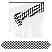Black and white checkered table runner.
