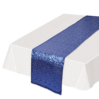 Blue Sequined Table Runner (Pack of 12) Sequined Table Runner, sequined, table runner, decoration, blue, independence day, july 4th, new years eve, prom, wholesale, inexpensive, bulk