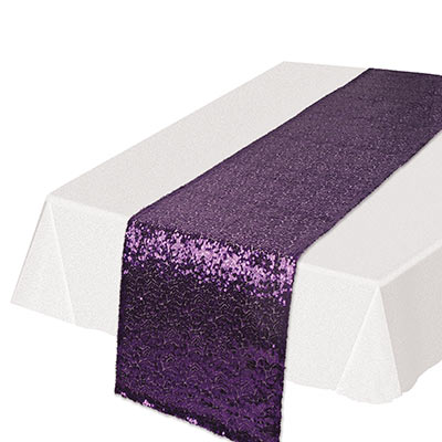 Purple Sequined Table Runner (Pack of 12) Sequined Table Runner, sequined, table runner, decoration, purple, new years eve, prom, wholesale, inexpensive, bulk