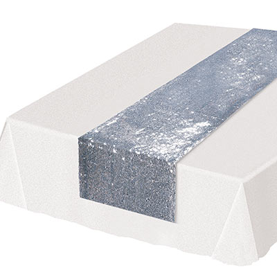 Silver sequined table runner.