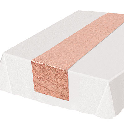 Rose Gold Sequined Table Runner (Pack of 12) Sequined Table Runner, sequined, table runner, decoration, rose gold, new years eve, baby shower, wedding, prom, wholesale, inexpensive, bulk