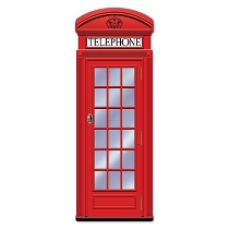 Card stock material Jointed Phone Box to replicate a red telephone booth.