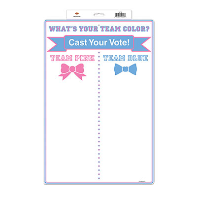 Team Voting Tally Board (Pack of 12) Team Voting Tally Board, team, voting, tally board, pink or blue, boy or girl, baby shower, wholesale, inexpensive, bulk, decoraiton