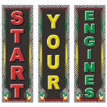 Racing Cutouts of signs telling your racers to "Start Your Engines" in red, yellow and green.