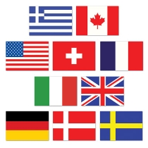 Mini International Flag Cutouts of various countries around the world.