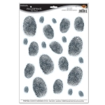 Fingerprints Peel 'N Place clings printed on thin plastic material in black.
