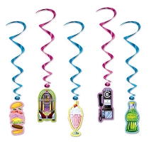 Soda Shop Whirls (Pack of 30) Soda Shop Whirls, soda shop, whirls, decoration, 50's, new year's eve, decade, wholesale, inexpensive, bulk