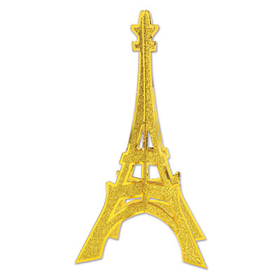 3-D Gold Glittered Eiffel Tower Centerpiece